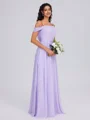 A-line Cold Shoulder Pleated Floor-Length Chiffon Bridesmaid Dress