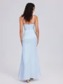 Sheath Halter Pleated Floor-Length Silk Like Satin Bridesmaid Dress