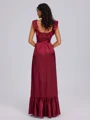 A-line Square Sash/Ribbon/Belt Floor-Length Silk Like Satin Bridesmaid Dress