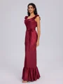 A-line Square Sash/Ribbon/Belt Floor-Length Silk Like Satin Bridesmaid Dress