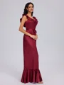 A-line Square Sash/Ribbon/Belt Floor-Length Silk Like Satin Bridesmaid Dress
