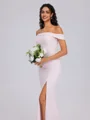 Sheath Off-the-Shoulder Floor-Length Stretch Crepe Bridesmaid Dress