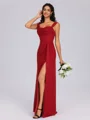 Sheath Cowl Pleated Floor-Length Chiffon Bridesmaid Dress