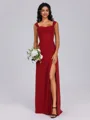 Sheath Cowl Pleated Floor-Length Chiffon Bridesmaid Dress