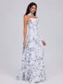 A-line Straight Cascading Ruffles Floor-Length Chiffon Bridesmaid Dress