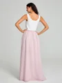 A-Line/Princess Scoop Floor-Length Sleeveless Chiffon Bridesmaid Dress Two Piece
