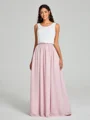 A-Line/Princess Scoop Floor-Length Sleeveless Chiffon Bridesmaid Dress Two Piece