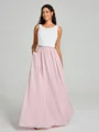 A-Line/Princess Scoop Floor-Length Sleeveless Chiffon Bridesmaid Dress Two Piece