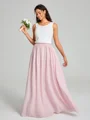 A-Line/Princess Scoop Floor-Length Sleeveless Chiffon Bridesmaid Dress Two Piece