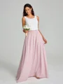 A-Line/Princess Scoop Floor-Length Sleeveless Chiffon Bridesmaid Dress Two Piece