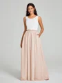 A-Line/Princess Scoop Floor-Length Sleeveless Chiffon Bridesmaid Dress Two Piece