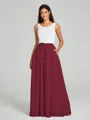 A-Line/Princess Scoop Floor-Length Sleeveless Chiffon Bridesmaid Dress Two Piece