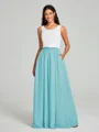 A-Line/Princess Scoop Floor-Length Sleeveless Chiffon Bridesmaid Dress Two Piece