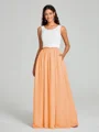 A-Line/Princess Scoop Floor-Length Sleeveless Chiffon Bridesmaid Dress Two Piece