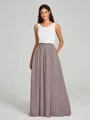 A-Line/Princess Scoop Floor-Length Sleeveless Chiffon Bridesmaid Dress Two Piece
