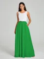 A-Line/Princess Scoop Floor-Length Sleeveless Chiffon Bridesmaid Dress Two Piece