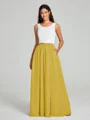 A-Line/Princess Scoop Floor-Length Sleeveless Chiffon Bridesmaid Dress Two Piece