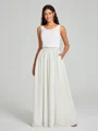 A-Line/Princess Scoop Floor-Length Sleeveless Chiffon Bridesmaid Dress Two Piece
