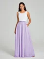 A-Line/Princess Scoop Floor-Length Sleeveless Chiffon Bridesmaid Dress Two Piece