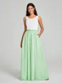 A-Line/Princess Scoop Floor-Length Sleeveless Chiffon Bridesmaid Dress Two Piece
