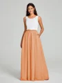A-Line/Princess Scoop Floor-Length Sleeveless Chiffon Bridesmaid Dress Two Piece