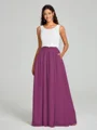 A-Line/Princess Scoop Floor-Length Sleeveless Chiffon Bridesmaid Dress Two Piece