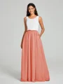 A-Line/Princess Scoop Floor-Length Sleeveless Chiffon Bridesmaid Dress Two Piece