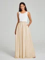 A-Line/Princess Scoop Floor-Length Sleeveless Chiffon Bridesmaid Dress Two Piece