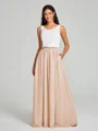 A-Line/Princess Scoop Floor-Length Sleeveless Chiffon Bridesmaid Dress Two Piece