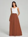 A-Line/Princess Scoop Floor-Length Sleeveless Chiffon Bridesmaid Dress Two Piece