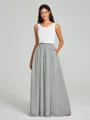 A-Line/Princess Scoop Floor-Length Sleeveless Chiffon Bridesmaid Dress Two Piece