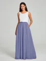 A-Line/Princess Scoop Floor-Length Sleeveless Chiffon Bridesmaid Dress Two Piece
