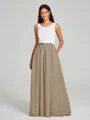 A-Line/Princess Scoop Floor-Length Sleeveless Chiffon Bridesmaid Dress Two Piece