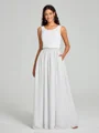 A-Line/Princess Scoop Floor-Length Sleeveless Chiffon Bridesmaid Dress Two Piece