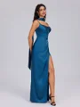 Sheath Spaghetti Straps Pleated Floor-Length Silk Like Satin Bridesmaid Dress
