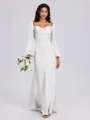 Sheath Cowl Long Sleeves Pleated Floor-Length Satin Chiffon Bridesmaid Dress