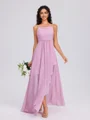 A-line Cowl Pleated Floor-Length Chiffon Bridesmaid Dress
