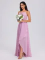 A-line Cowl Pleated Floor-Length Chiffon Bridesmaid Dress