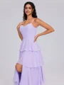 A-line Spaghetti Straps Cascading Ruffles Floor-Length Chiffon Bridesmaid Dress