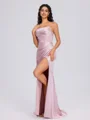 Sheath Cowl Pleated Floor-Length Silk Like Satin Bridesmaid Dress