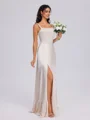 A-line Straps Floor-Length Silk Like Satin Bridesmaid Dress