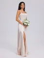 A-line Straps Floor-Length Silk Like Satin Bridesmaid Dress