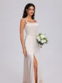 A-line Straps Floor-Length Silk Like Satin Bridesmaid Dress