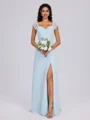 A-line Square Ruffles Floor-Length Chiffon Bridesmaid Dress