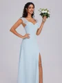 A-line Square Ruffles Floor-Length Chiffon Bridesmaid Dress