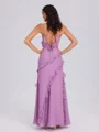 Sheath V-neck Ruffles Floor-Length Chiffon Bridesmaid Dress