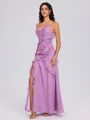 Sheath V-neck Ruffles Floor-Length Chiffon Bridesmaid Dress