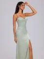 Sheath Spaghetti Straps Floor-Length Silk Like Satin Corset Bridesmaid Dress
