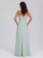 A-line V-neck Pleated Floor-Length Chiffon Bridesmaid Dress