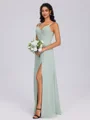 A-line V-neck Pleated Floor-Length Chiffon Bridesmaid Dress
